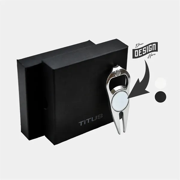 TiTUS® 3-in-1 Golf Tool Set - Divot Tool, Ball Marker & Cap - TiTUS® 3-in-1 Golf Tool Set - Divot Tool, Ball Marker & Cap - Image 0 of 6