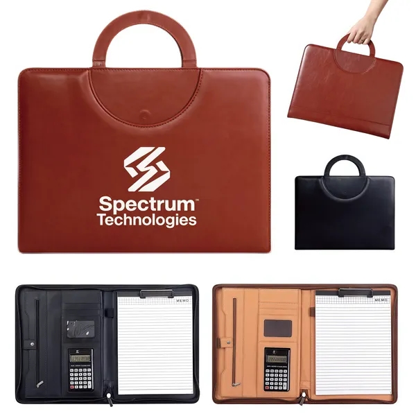 A4 Tote PU Leather Portfolio with Calculator & Clipboard - A4 Tote PU Leather Portfolio with Calculator & Clipboard - Image 0 of 3