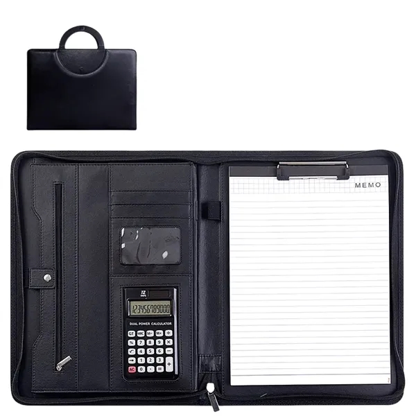 A4 Tote PU Leather Portfolio with Calculator & Clipboard - A4 Tote PU Leather Portfolio with Calculator & Clipboard - Image 2 of 3