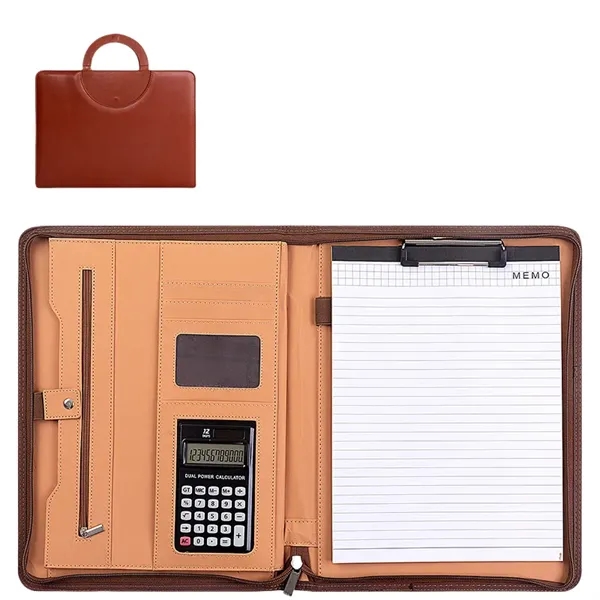 A4 Tote PU Leather Portfolio with Calculator & Clipboard - A4 Tote PU Leather Portfolio with Calculator & Clipboard - Image 3 of 3
