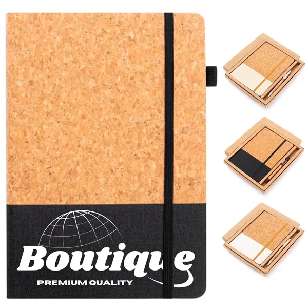 Eco Friendly Cork Gift Soft Wood Notebook Set with Pen - Eco Friendly Cork Gift Soft Wood Notebook Set with Pen - Image 0 of 5
