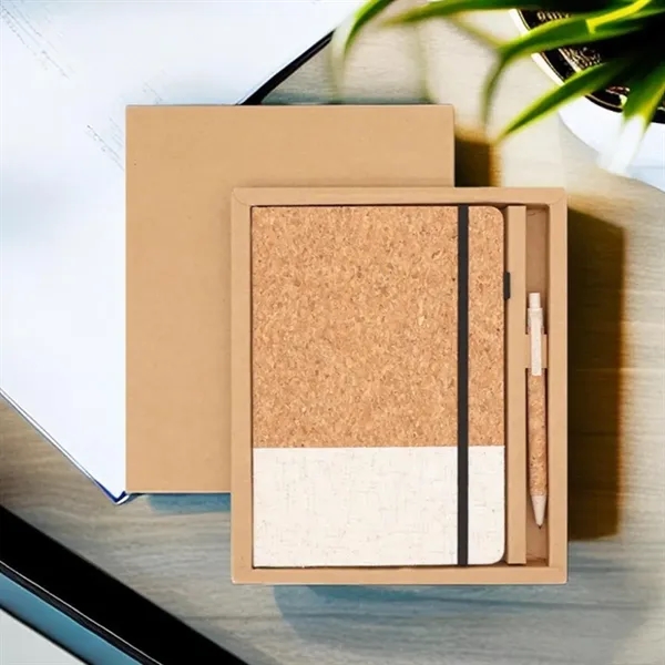 Eco Friendly Cork Gift Soft Wood Notebook Set with Pen - Eco Friendly Cork Gift Soft Wood Notebook Set with Pen - Image 5 of 5
