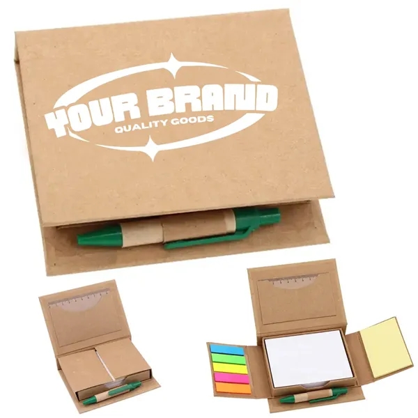 Eco Sticky Note Set with Pen and Ruler Cover - Eco Sticky Note Set with Pen and Ruler Cover - Image 0 of 5