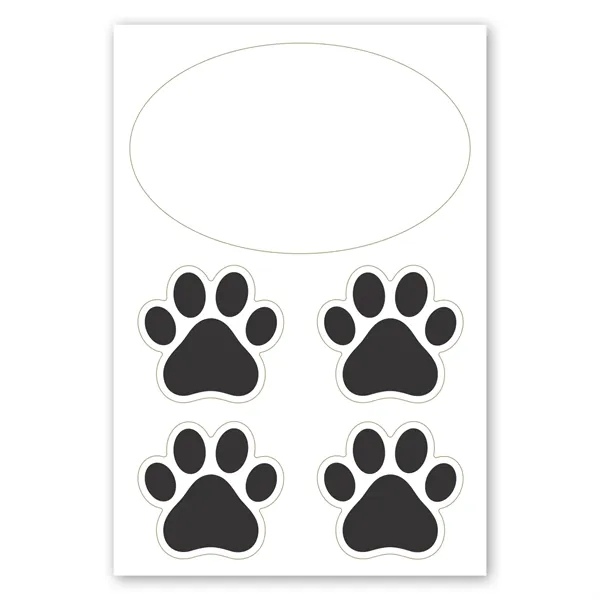 2 in 1 Oval Car Magnet with 4 Paw Prints
