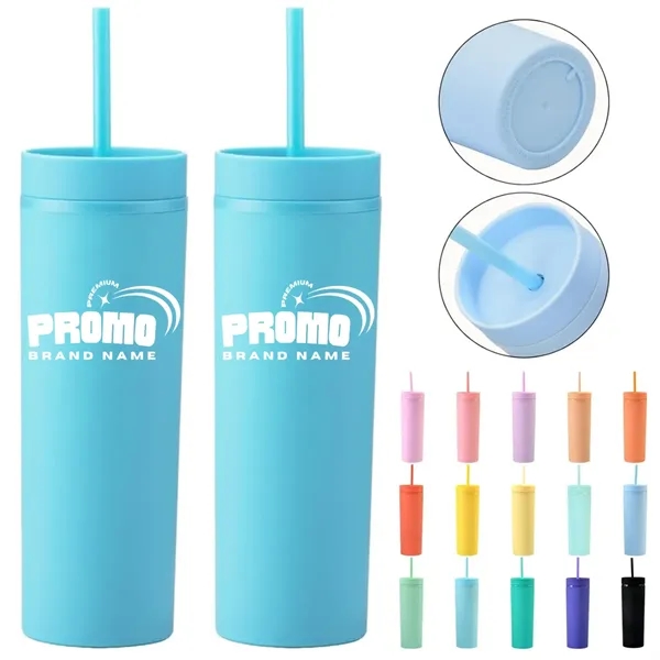 16 oz. Portable Outdoor Double Layer Cup w/ Lid&Straw - 16 oz. Portable Outdoor Double Layer Cup w/ Lid&Straw - Image 0 of 6