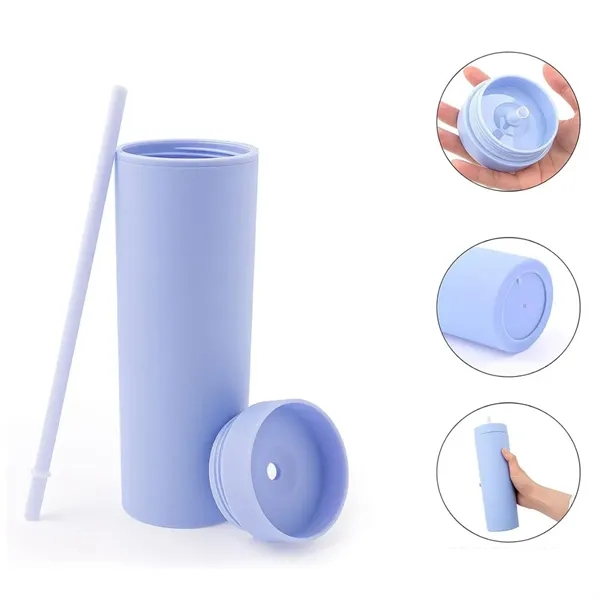 16 oz. Portable Outdoor Double Layer Cup w/ Lid&Straw - 16 oz. Portable Outdoor Double Layer Cup w/ Lid&Straw - Image 3 of 6