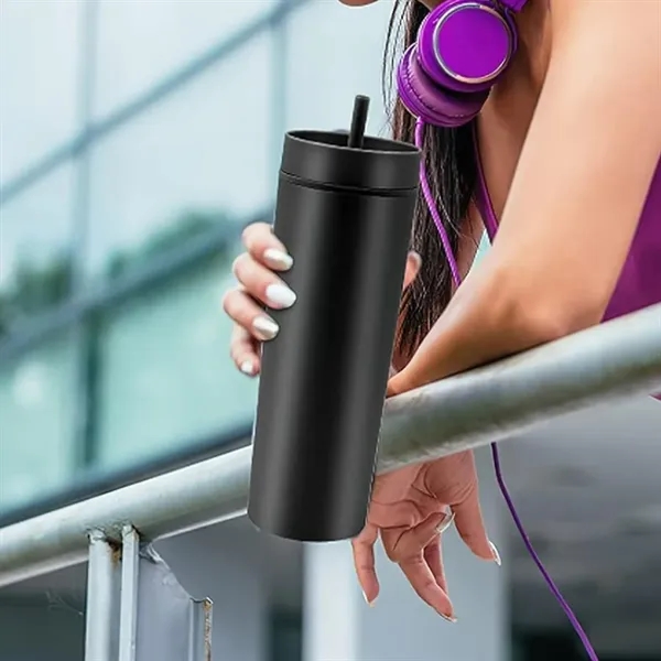 16 oz. Portable Outdoor Double Layer Cup w/ Lid&Straw - 16 oz. Portable Outdoor Double Layer Cup w/ Lid&Straw - Image 4 of 6