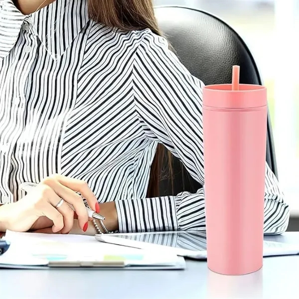 16 oz. Portable Outdoor Double Layer Cup w/ Lid&Straw - 16 oz. Portable Outdoor Double Layer Cup w/ Lid&Straw - Image 5 of 6