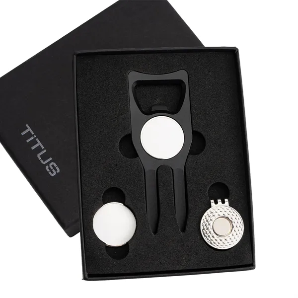 TiTUS® Golf Tool Set -Divot Tool, Ball Marker & Cap Clip - TiTUS® Golf Tool Set -Divot Tool, Ball Marker & Cap Clip - Image 1 of 4