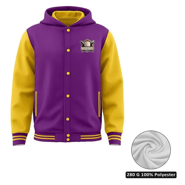 Men's Sublimated Full-Zip Varsity Jacket w/ Fold Down Collar - Men's Sublimated Full-Zip Varsity Jacket w/ Fold Down Collar - Image 0 of 0