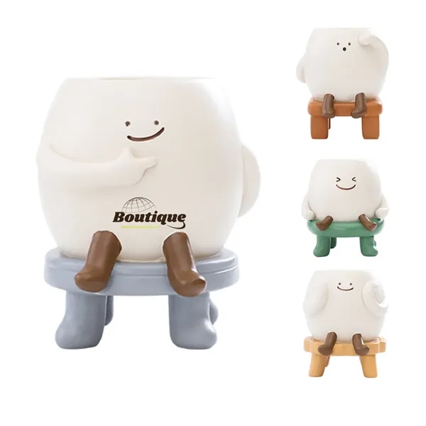 Cute Smile Resin Study Tool Pen Holders Planter Pots - Cute Smile Resin Study Tool Pen Holders Planter Pots - Image 0 of 6