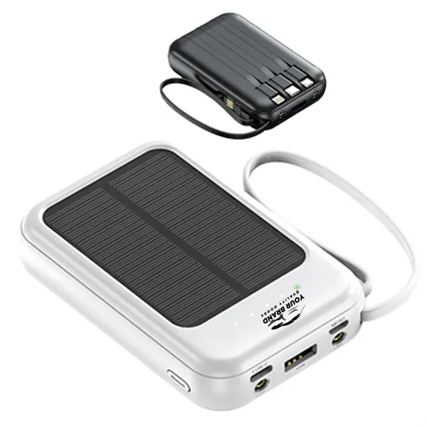 10000mAh Outdoor Mini Solar Power Banks with Built-in Cable - 10000mAh Outdoor Mini Solar Power Banks with Built-in Cable - Image 0 of 8