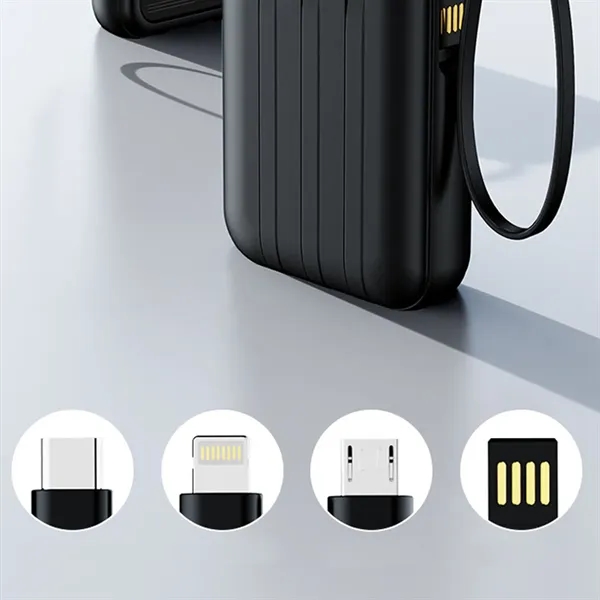 10000mAh Outdoor Mini Solar Power Banks with Built-in Cable - 10000mAh Outdoor Mini Solar Power Banks with Built-in Cable - Image 3 of 8