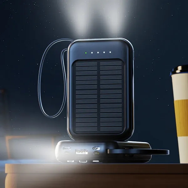 10000mAh Outdoor Mini Solar Power Banks with Built-in Cable - 10000mAh Outdoor Mini Solar Power Banks with Built-in Cable - Image 4 of 8