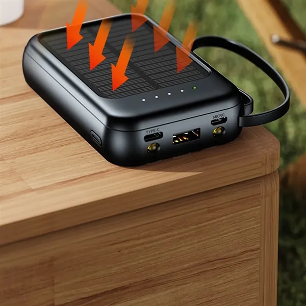 10000mAh Outdoor Mini Solar Power Banks with Built-in Cable - 10000mAh Outdoor Mini Solar Power Banks with Built-in Cable - Image 5 of 8