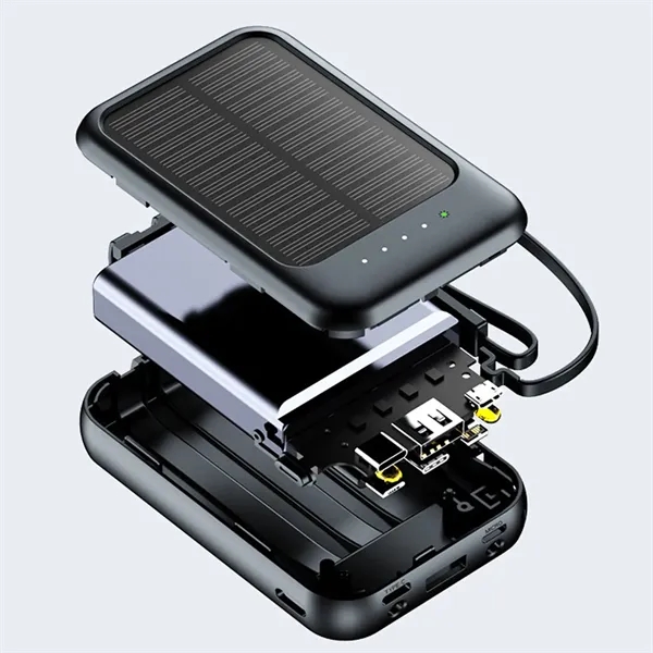 10000mAh Outdoor Mini Solar Power Banks with Built-in Cable - 10000mAh Outdoor Mini Solar Power Banks with Built-in Cable - Image 6 of 8