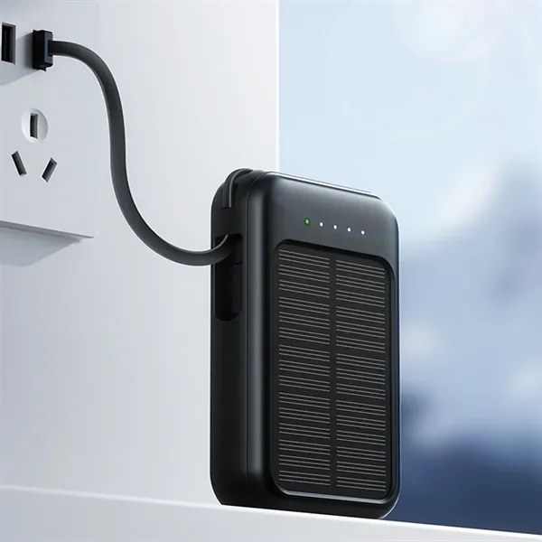 10000mAh Outdoor Mini Solar Power Banks with Built-in Cable - 10000mAh Outdoor Mini Solar Power Banks with Built-in Cable - Image 7 of 8