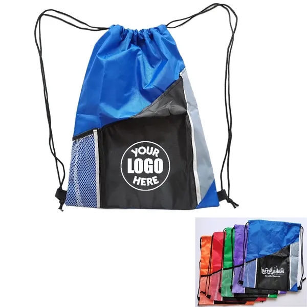 Cinch Bag with Mesh Pocket - Cinch Bag with Mesh Pocket - Image 0 of 8