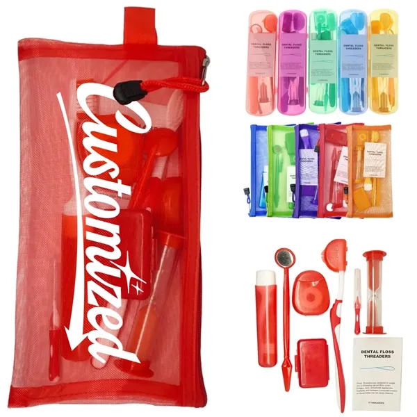 Orthodontic Oral Care Kit 8 Piece Set with Brush Floss - Orthodontic Oral Care Kit 8 Piece Set with Brush Floss - Image 0 of 6