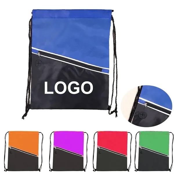 Two-Tone Poly Drawstring Backpack - Two-Tone Poly Drawstring Backpack - Image 0 of 3