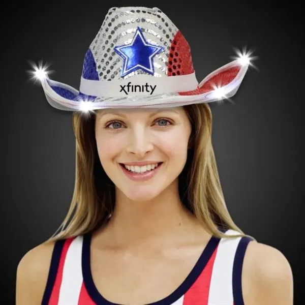 Red White & Blue LED Cowboy Hat - Red White & Blue LED Cowboy Hat - Image 5 of 6