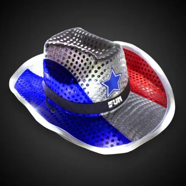 Red White & Blue LED Cowboy Hat - Red White & Blue LED Cowboy Hat - Image 4 of 6