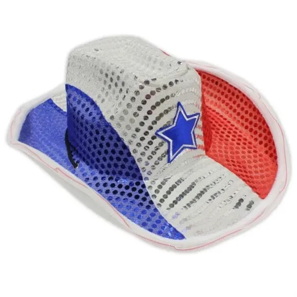 Red White & Blue LED Cowboy Hat - Red White & Blue LED Cowboy Hat - Image 3 of 6