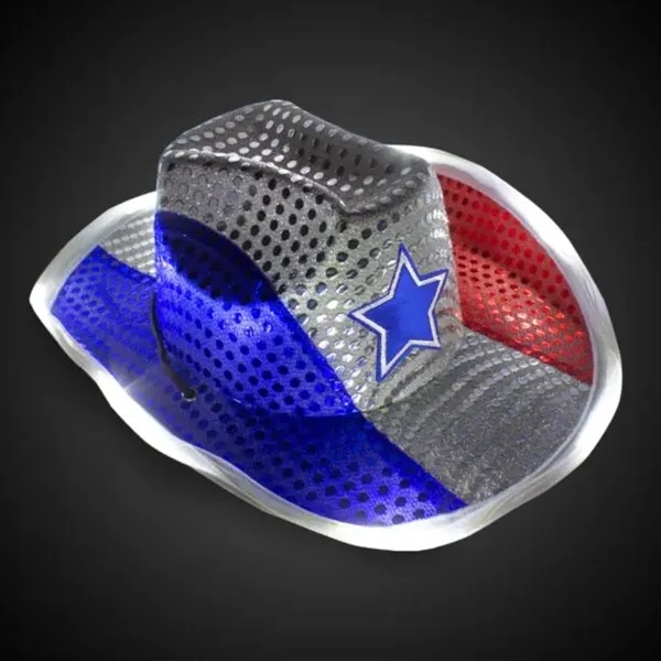 Red White & Blue LED Cowboy Hat - Red White & Blue LED Cowboy Hat - Image 2 of 6