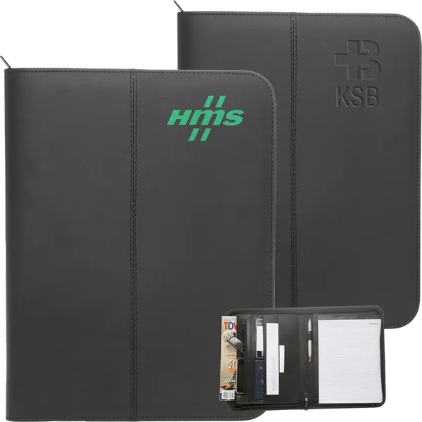 Premium Zippered Leather Portfolio w/ Pen Loop & Two Pockets - Premium Zippered Leather Portfolio w/ Pen Loop & Two Pockets - Image 0 of 2