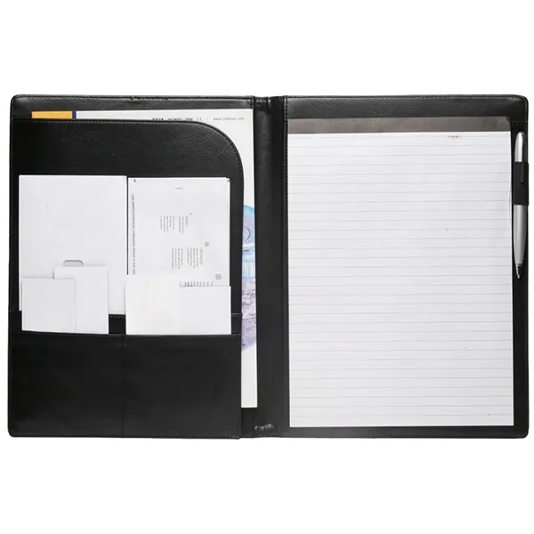Executive Black Stitched Leather Portfolio Journal