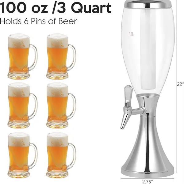 Portable Beverage Dispenser With Ice Tube and LED Light - Portable Beverage Dispenser With Ice Tube and LED Light - Image 1 of 4