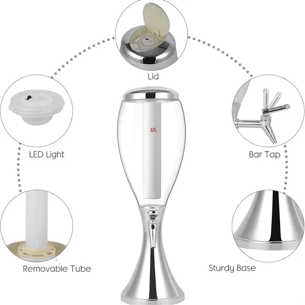Portable Beverage Dispenser With Ice Tube and LED Light - Portable Beverage Dispenser With Ice Tube and LED Light - Image 2 of 4