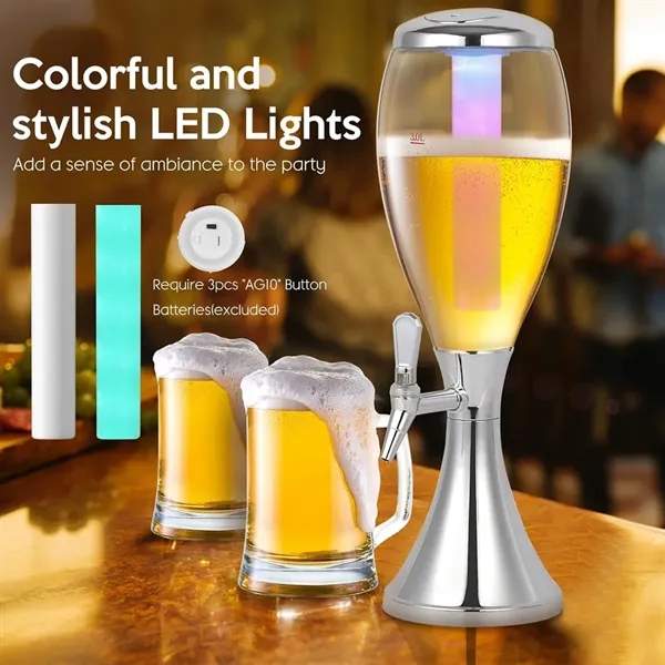 Portable Beverage Dispenser With Ice Tube and LED Light - Portable Beverage Dispenser With Ice Tube and LED Light - Image 3 of 4