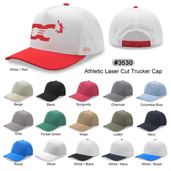 5 Panel Sport Trucker Cap w/Laser Cut Mesh Back - 5 Panel Sport Trucker Cap w/Laser Cut Mesh Back - Image 0 of 42