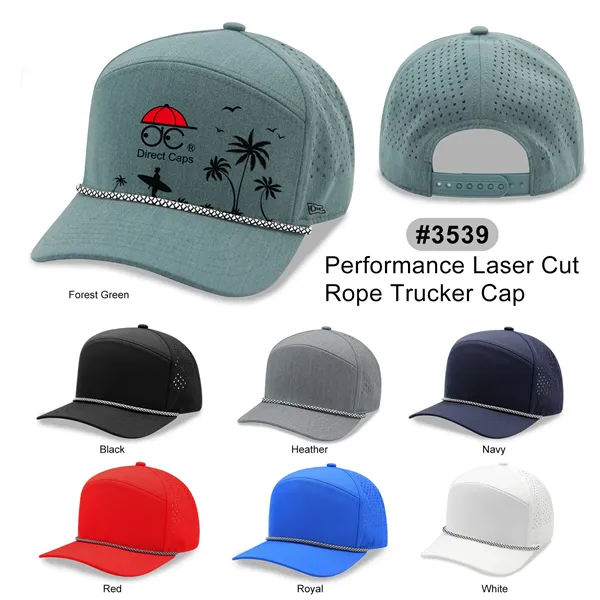 5 Panel Golfer Trucker Cap w/Laser Cut Mesh Back - 5 Panel Golfer Trucker Cap w/Laser Cut Mesh Back - Image 0 of 16