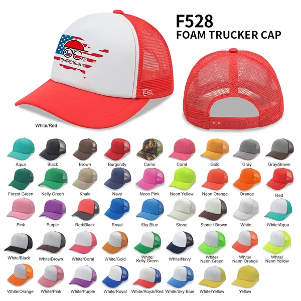 Foam Trucker Cap, 5 Panels,  Mesh Back, Snapback - Foam Trucker Cap, 5 Panels,  Mesh Back, Snapback - Image 0 of 50