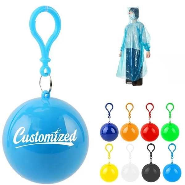 Disposable Rain Poncho in Ball Keychain - Disposable Rain Poncho in Ball Keychain - Image 0 of 8