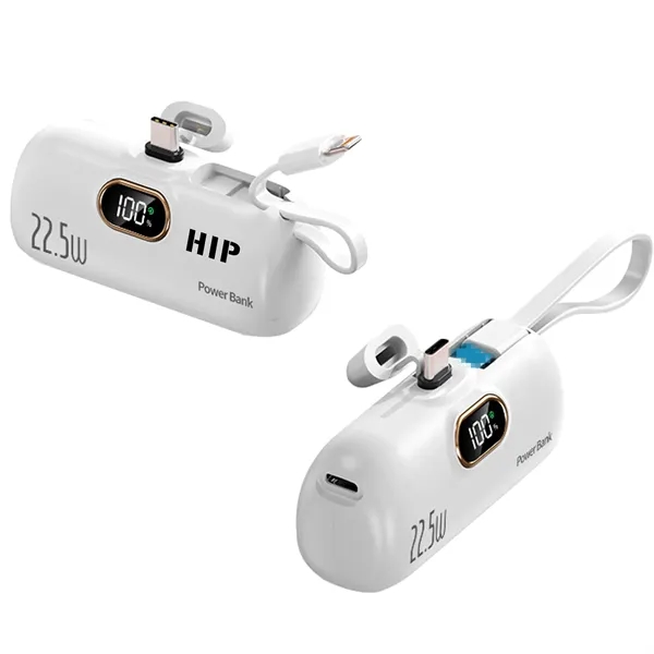 Mini Power Bank 5,000mAh with Built-in Cable - Mini Power Bank 5,000mAh with Built-in Cable - Image 0 of 3