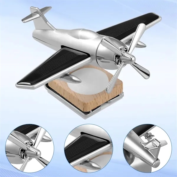 Solar Airplane Car Decor Fragrance Diffuser-Wooden Base - Solar Airplane Car Decor Fragrance Diffuser-Wooden Base - Image 2 of 7