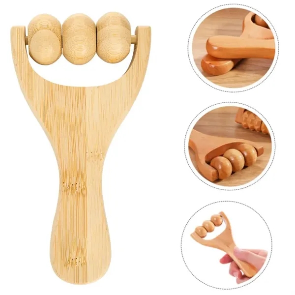 Bamboo Handheld Massage Roller with Natural Finish - Bamboo Handheld Massage Roller with Natural Finish - Image 2 of 5