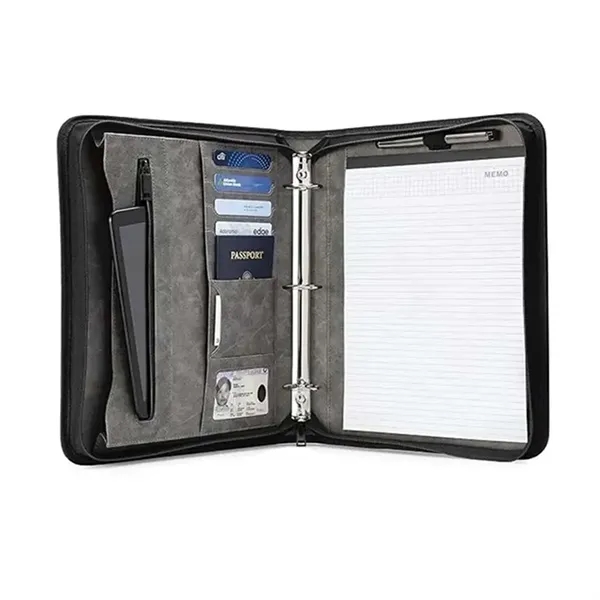 Premium Leather Portfolio Organizer with Binder and Notepad - Premium Leather Portfolio Organizer with Binder and Notepad - Image 4 of 6