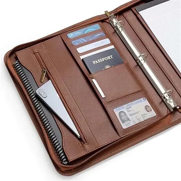 Premium Leather Portfolio Organizer with Binder and Notepad - Premium Leather Portfolio Organizer with Binder and Notepad - Image 5 of 6