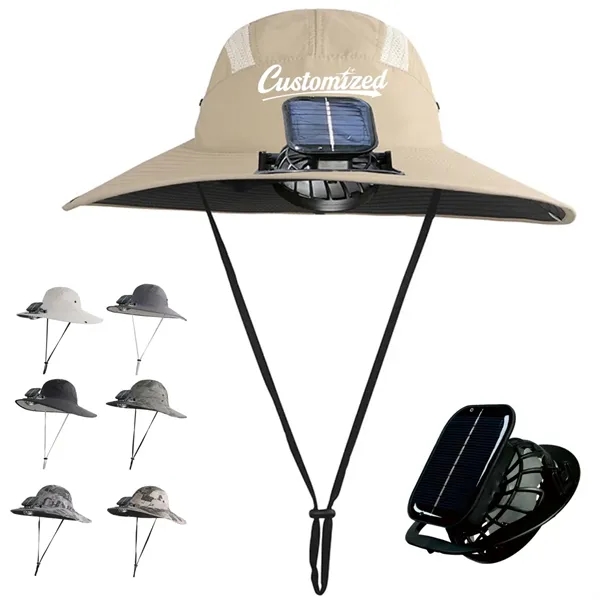 Solar Powered Cooling Boonie Hat with Fan and Wide Brim - Solar Powered Cooling Boonie Hat with Fan and Wide Brim - Image 0 of 4