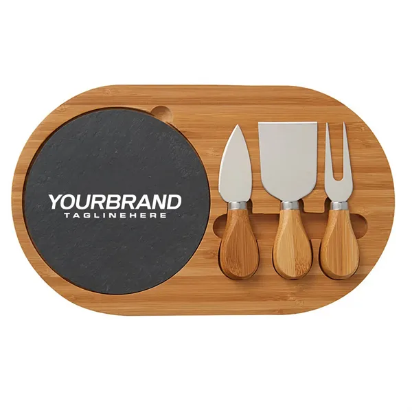 Bamboo Cheese Board with Slate Plate - Bamboo Cheese Board with Slate Plate - Image 0 of 1