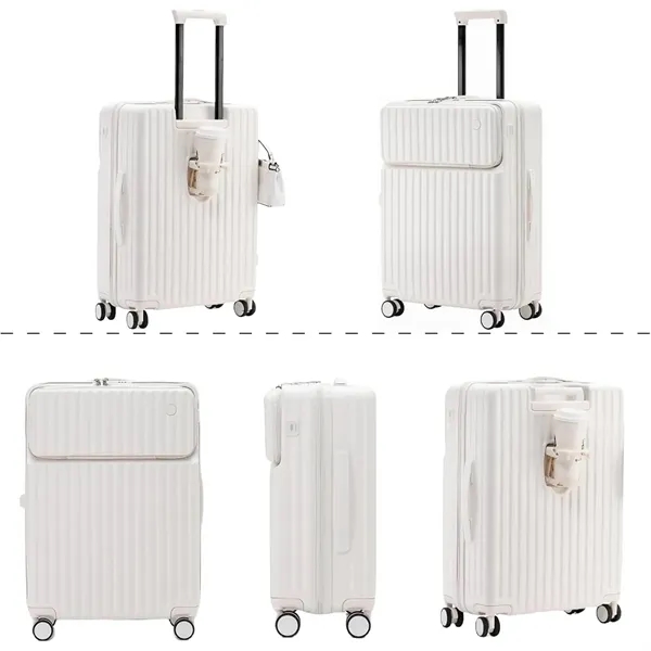 Front Opening Suitcase Carry On Case USB Port Cup Holder - Front Opening Suitcase Carry On Case USB Port Cup Holder - Image 1 of 10