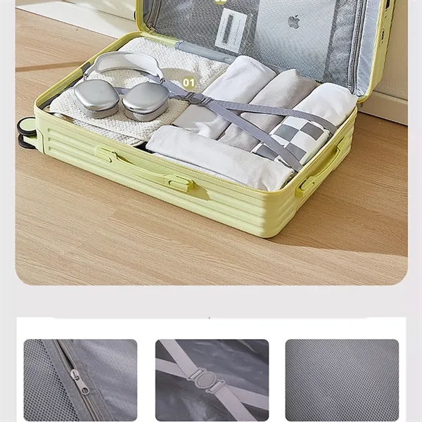 Front Opening Suitcase Carry On Case USB Port Cup Holder - Front Opening Suitcase Carry On Case USB Port Cup Holder - Image 10 of 10