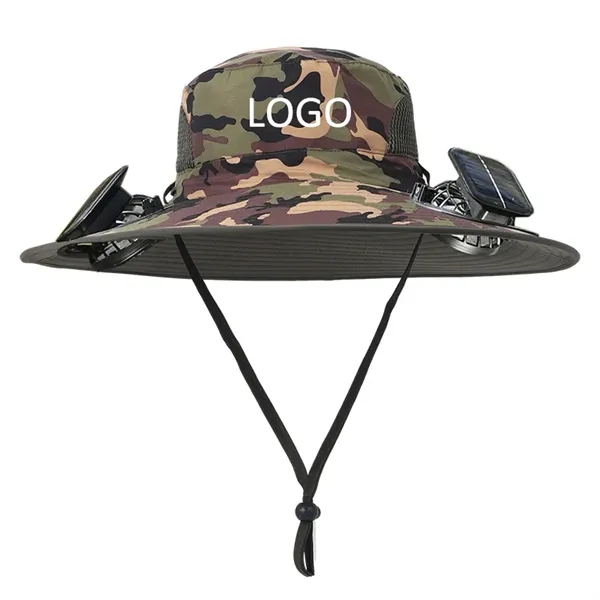 Sun Hat with 2 Solar Fan Wide Brim for Outdoor Summer - Sun Hat with 2 Solar Fan Wide Brim for Outdoor Summer - Image 3 of 8