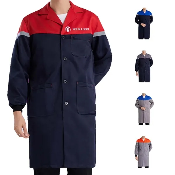 Unisex durable long sleeve workwear lab coat with pockets - Unisex durable long sleeve workwear lab coat with pockets - Image 0 of 4