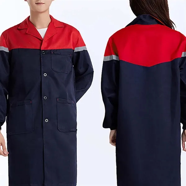 Unisex durable long sleeve workwear lab coat with pockets - Unisex durable long sleeve workwear lab coat with pockets - Image 3 of 4