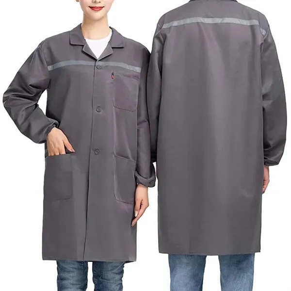 Unisex durable long sleeve workwear lab coat with pockets - Unisex durable long sleeve workwear lab coat with pockets - Image 4 of 4